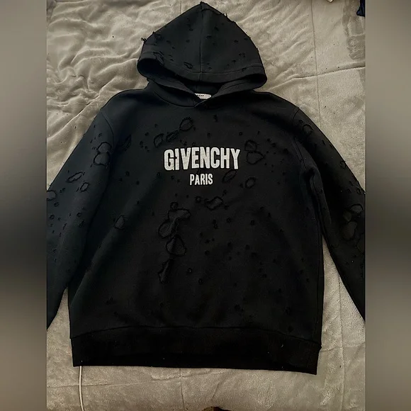 【GIVENCHY】DESTROYED MELTON HOODIE Givenchy Archetype Hoodie with Destroyed Effect | Saks Fifth